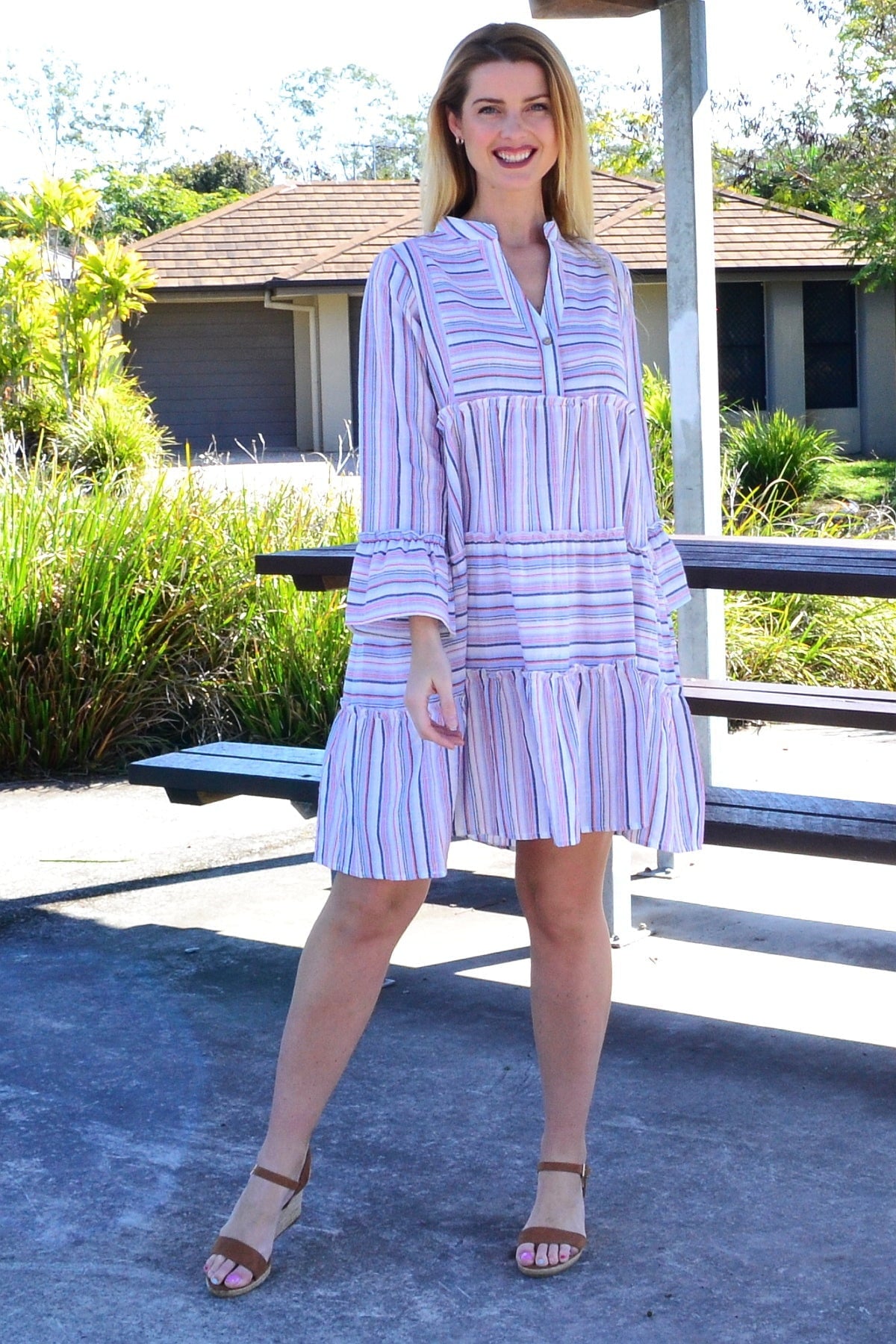 summer tunic dresses Striped Delight Summer Tunic Dress