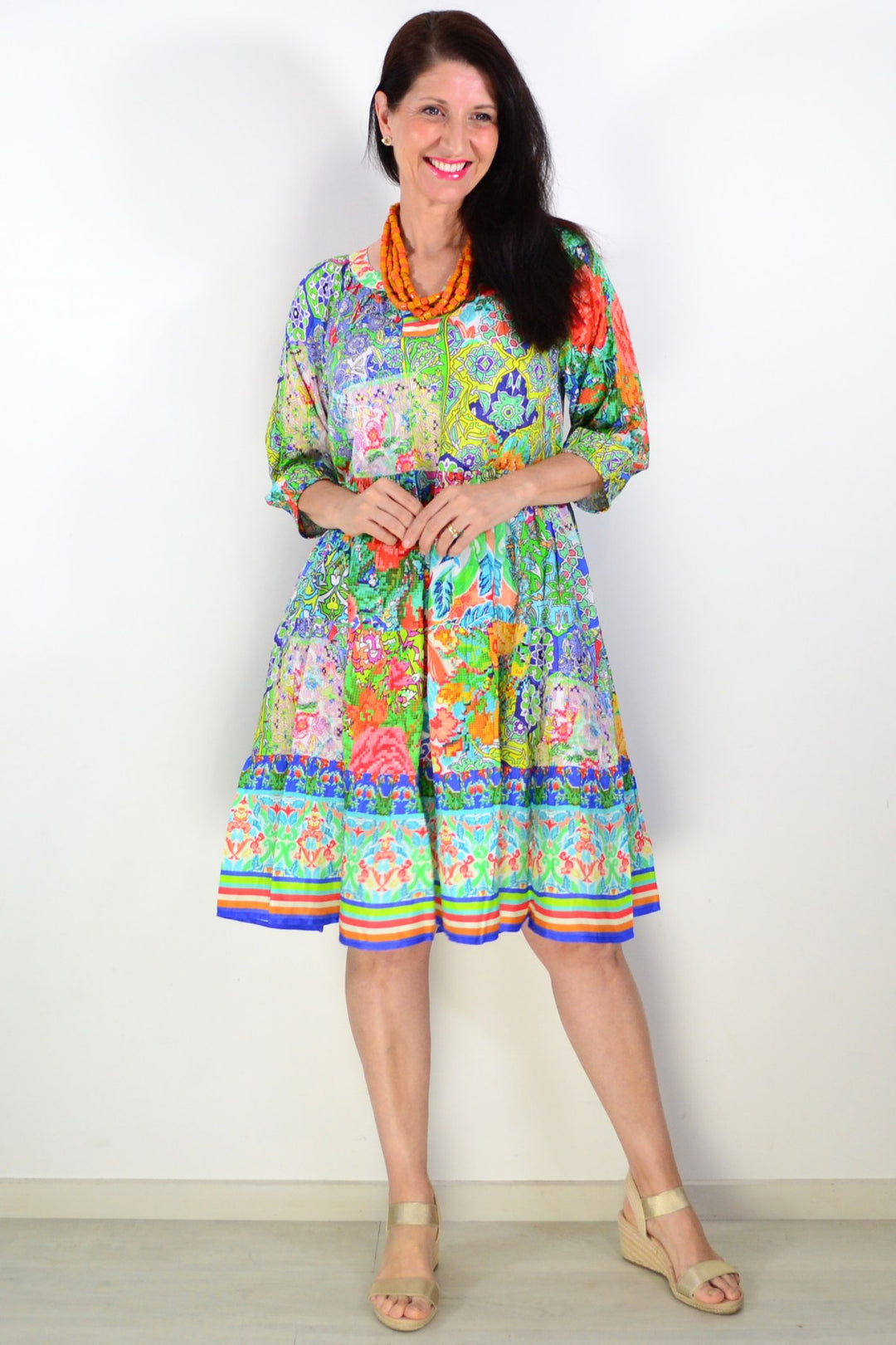 Tara 3/4 Sleeve Layered Tunic Dress Tara 3/4 Sleeve Layered Tunic Dress