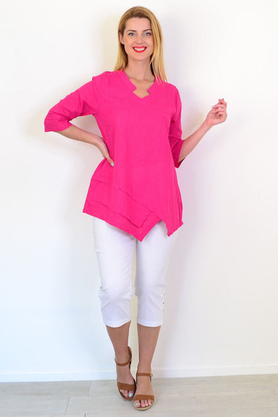 Hot Pink Linen Blend Tunic Top | I Love Tunics | Tunic Tops | Tunic | Tunic Dresses  | womens clothing online
