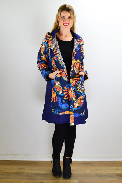 Abstract Print Blue Orange Corduroy Jacket | I Love Tunics | Tunic Tops | Tunic | Tunic Dresses  | womens clothing online