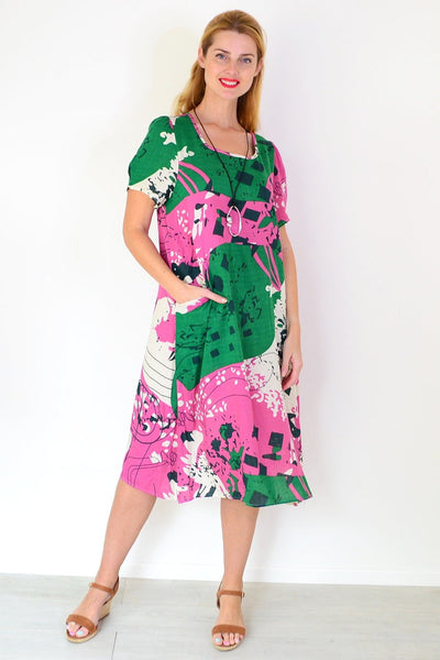 Pink Green Paint Splash Tunic Dress | I Love Tunics | Tunic Tops | Tunic | Tunic Dresses  | womens clothing online