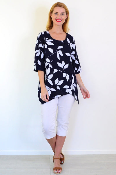 White Petals Linen Blend Tunic Top | I Love Tunics | Tunic Tops | Tunic | Tunic Dresses  | womens clothing online