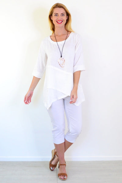 White Layered Linen Blend Tunic Top | I Love Tunics | Tunic Tops | Tunic | Tunic Dresses  | womens clothing online