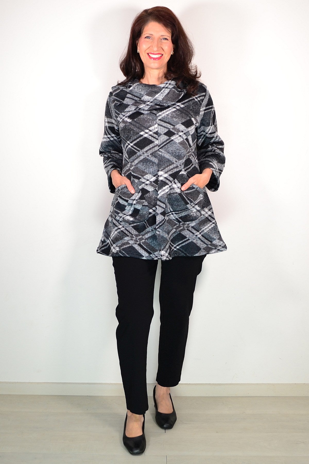 Grey Squares Winter Tunic Top I Love Tunics - Main Image