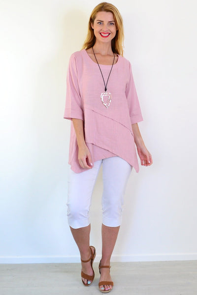 Salmon Pink Linen Blend Tunic Top | I Love Tunics | Tunic Tops | Tunic | Tunic Dresses  | womens clothing online