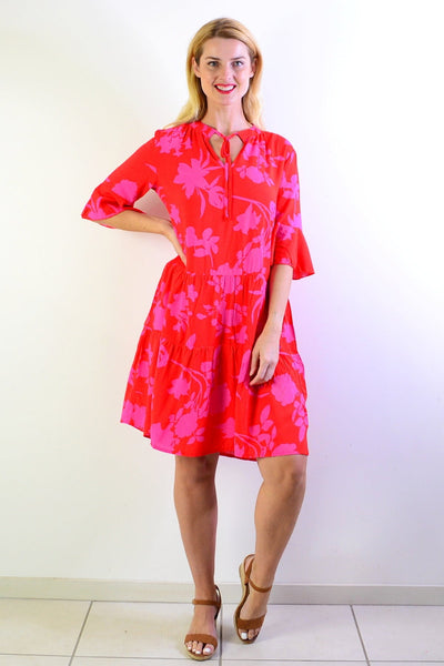 Pink Maple Leaf Tiered Dress Tunic | I Love Tunics | Tunic Tops | Tunic | Tunic Dresses  | womens clothing online
