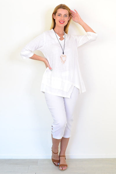 White Linen Blend Tunic Top | I Love Tunics | Tunic Tops | Tunic | Tunic Dresses  | womens clothing online