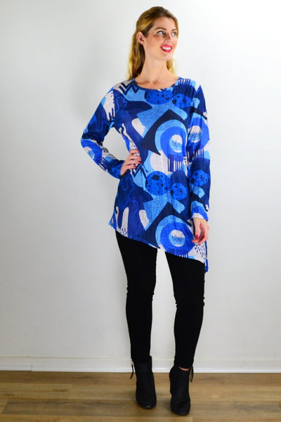 Blue Water Print Crinkle Tunic Top | I Love Tunics | Tunic Tops | Tunic | Tunic Dresses  | womens clothing online