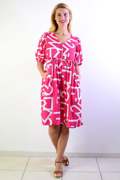 Pink White Front Button Up Tunic Dress | I Love Tunics | Tunic Tops | Tunic | Tunic Dresses  | womens clothing online