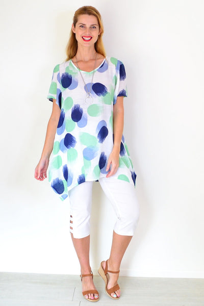 Green Blue Dots Summer Tunic Top | I Love Tunics | Tunic Tops | Tunic | Tunic Dresses  | womens clothing online