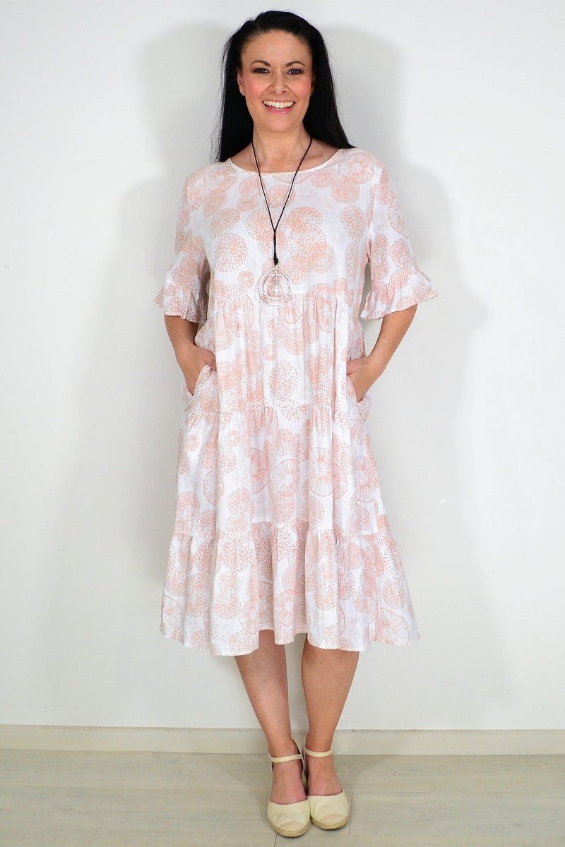 Beige Circles Tiered Tunic Dress | I Love Tunics