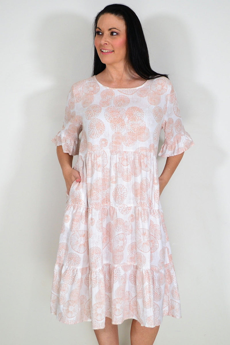 Beige Circles Tiered Tunic Dress | I Love Tunics