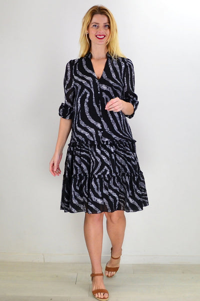 Grey Black Animal Tiered Tunic Dress | I Love Tunics | Tunic Tops | Tunic | Tunic Dresses  | womens clothing online