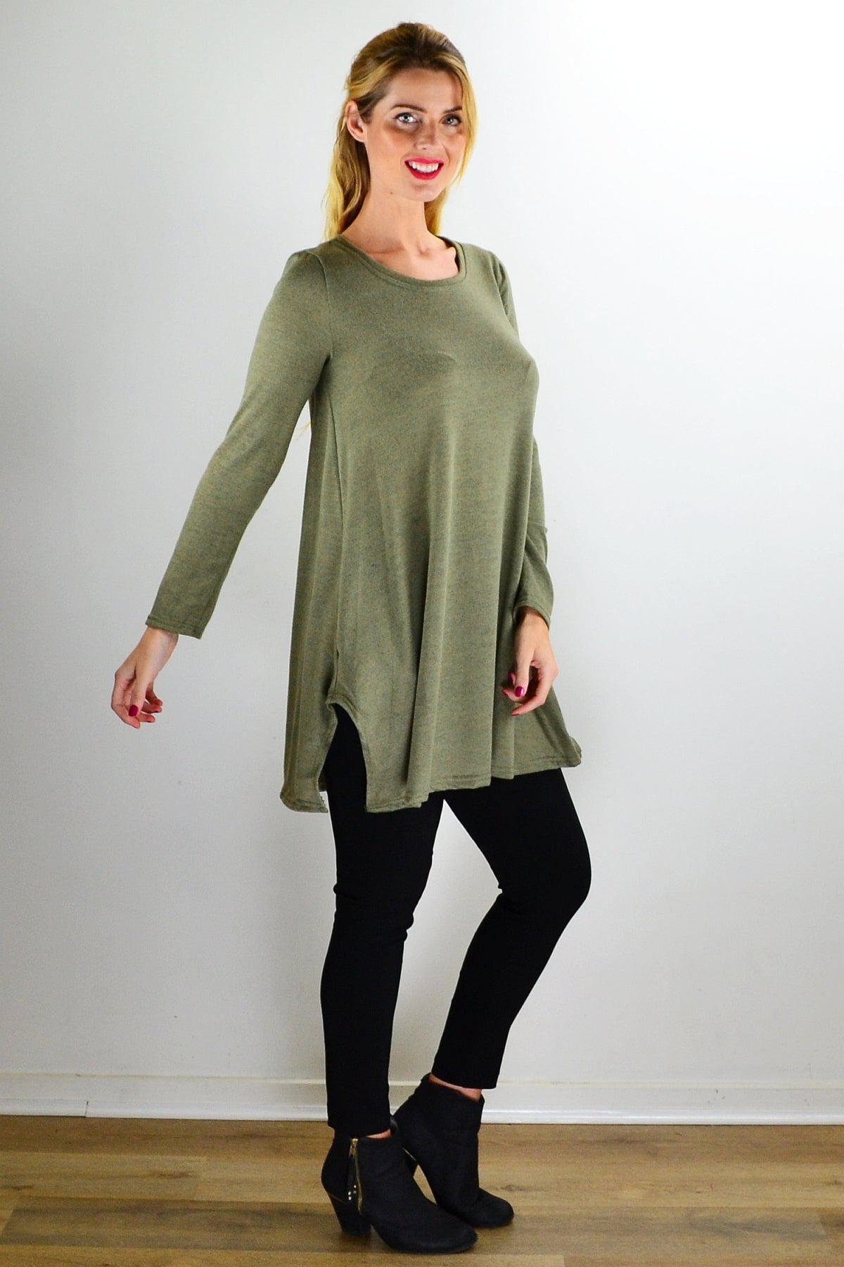 Olive Green Knit Tunic Top | I Love Tunics