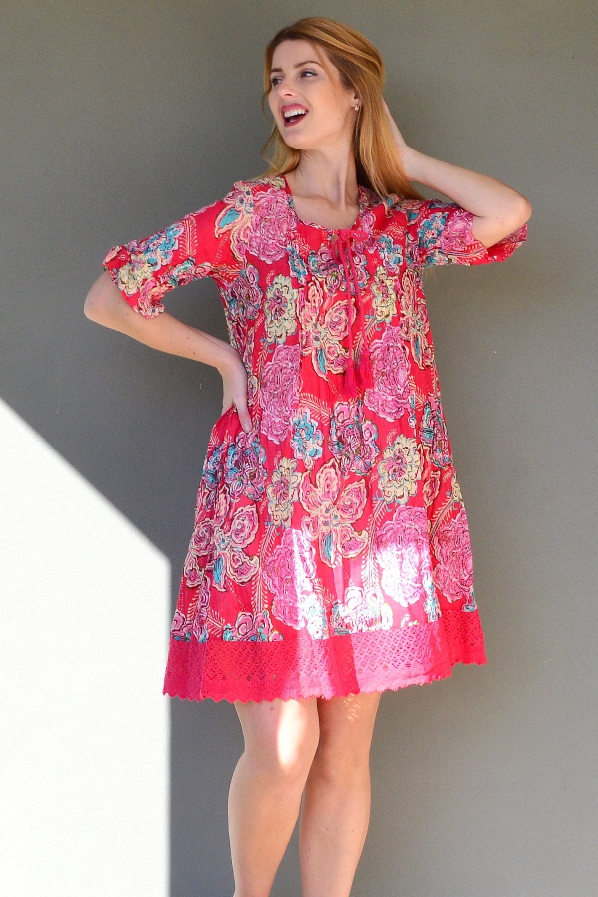 Hannah Boho Red Tunic Dress | I Love Tunics