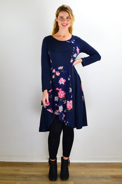 Blue Floral Pattern Print Tunic Dress | I Love Tunics | Tunic Tops | Tunic | Tunic Dresses  | womens clothing online