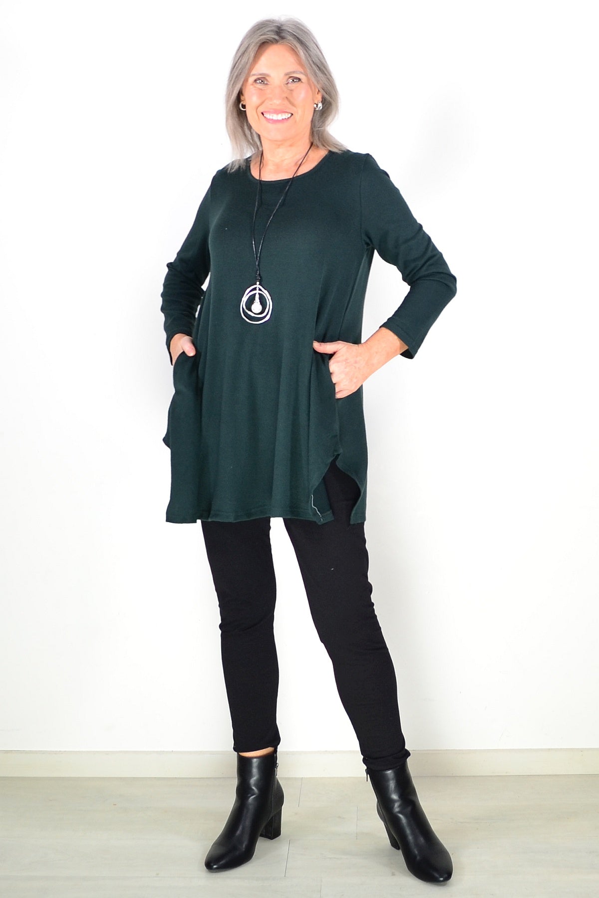 Dark Green Winter Fleece Tunic Top I Love Tunics