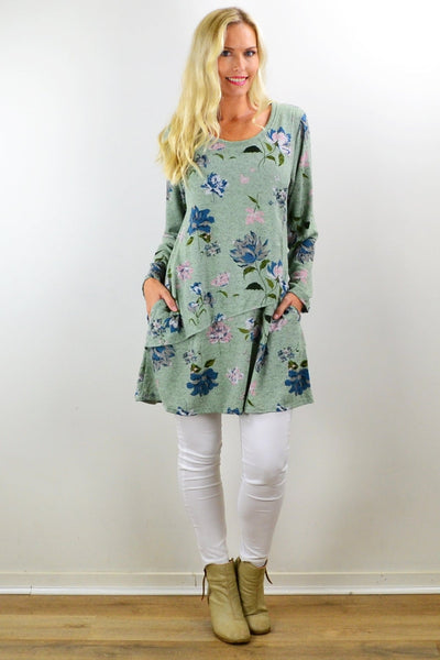 Green Floral Print Tunic Top | I Love Tunics | Tunic Tops | Tunic | Tunic Dresses  | womens clothing online