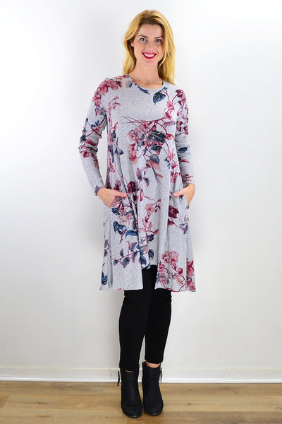 Soft Pinky Autumn Leaf Fleece Tunic Dress | I Love Tunics | Tunic Tops | Tunic | Tunic Dresses  | womens clothing online