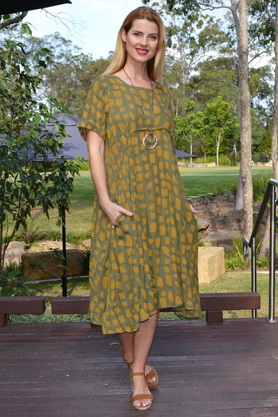 Khaki Mustard Midi Tunic Dress | I Love Tunics | Tunic Tops | Tunic | Tunic Dresses  | womens clothing online
