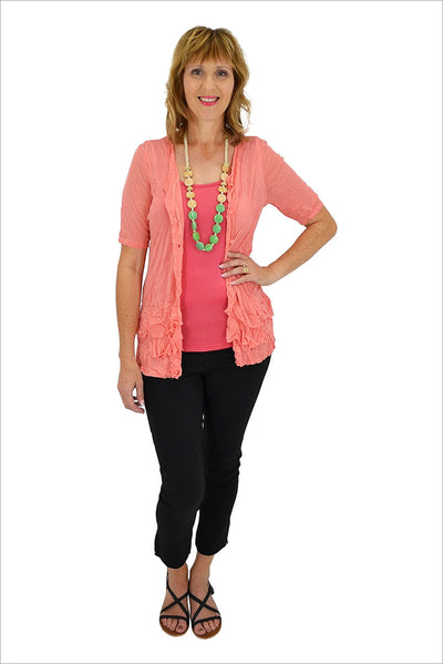 Salmon Button Up Mesh Cardigan | I Love Tunics | Tunic Tops | Tunic | Tunic Dresses  | womens clothing online