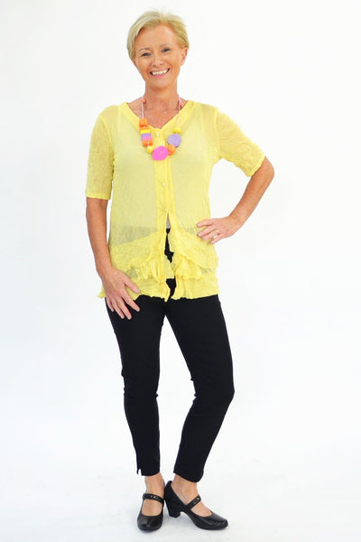 Yellow Button Up Mesh Cardigan | I Love Tunics | Tunic Tops | Tunic | Tunic Dresses  | womens clothing online