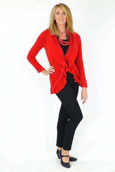 Red Frilled Hem Cardigan | I Love Tunics | Tunic Tops | Tunic | Tunic Dresses  | womens clothing online