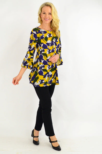 Mustard Floral Boat Neck Tunic Top | I Love Tunics | Tunic Tops | Tunic | Tunic Dresses  | womens clothing online