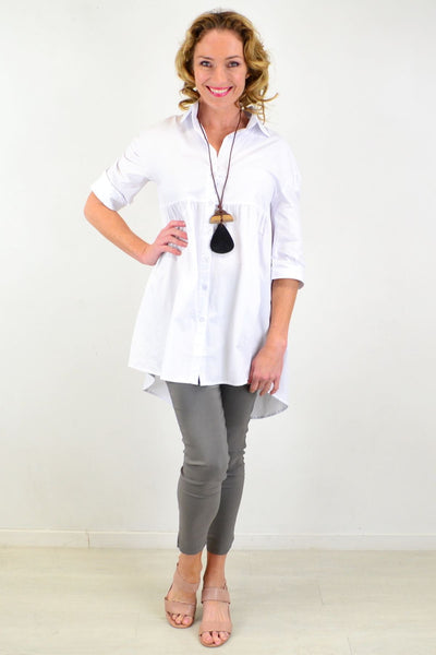 Crisp White Trendsetting Tunic Shirt | I Love Tunics | Tunic Tops | Tunic | Tunic Dresses  | womens clothing online