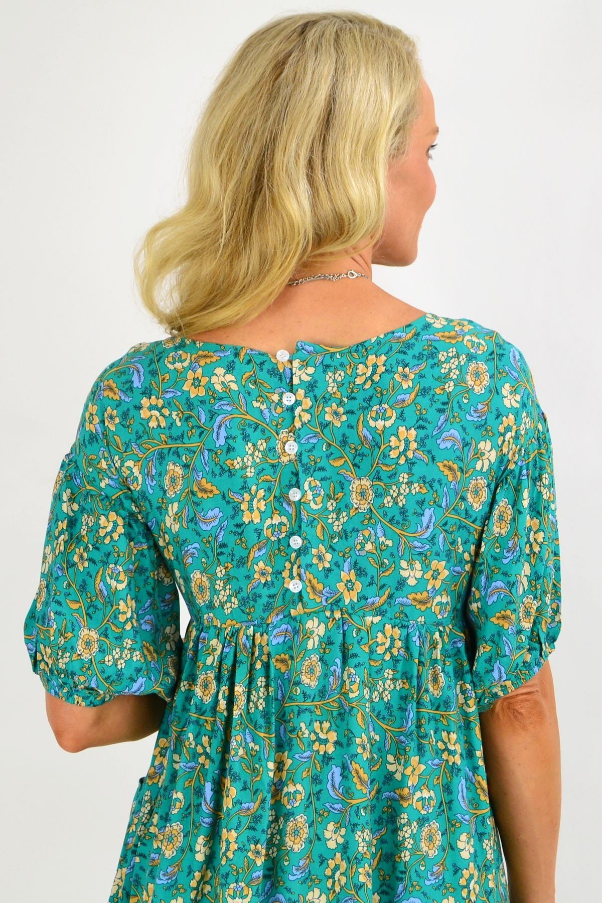 Emerald Green Puff Sleeve Tunic Dress Emerald Green Puff Sleeve Tunic Dress