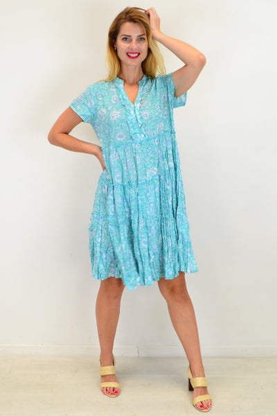 Pretty Fun in Turquoise Tiered Tunic Dress | I Love Tunics | Tunic Tops | Tunic | Tunic Dresses  | womens clothing online