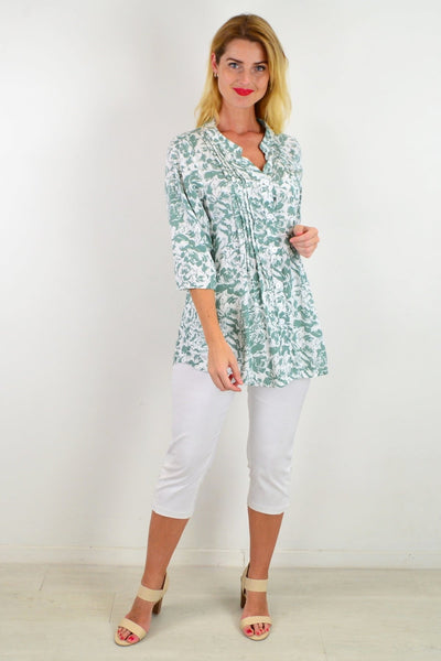 Sage Green Roxanne Floral Tunic Shirt | I Love Tunics | Tunic Tops | Tunic | Tunic Dresses  | womens clothing online