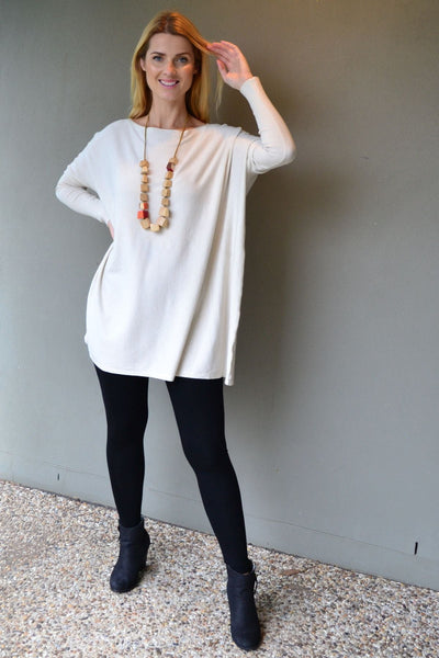 Cream Super Soft Oversized Knit Jumper Tunic - I Love Tunics