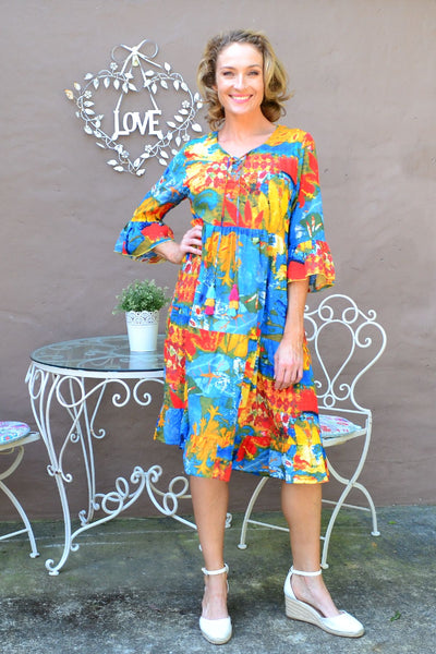 Rainbow Lily Tiered Tunic Dress - I Love Tunics