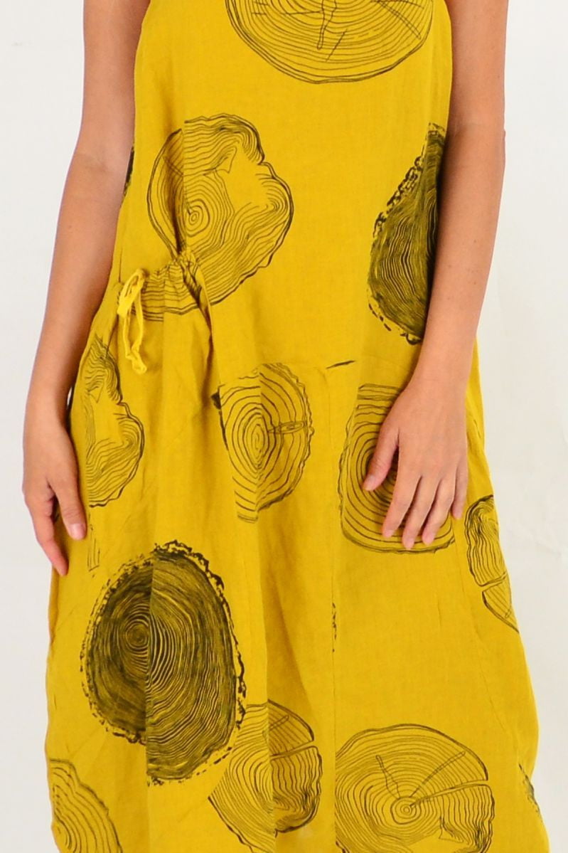 Zara Linen Tunic Dress Mustard Yellow Timeless Linen Tunic Dress