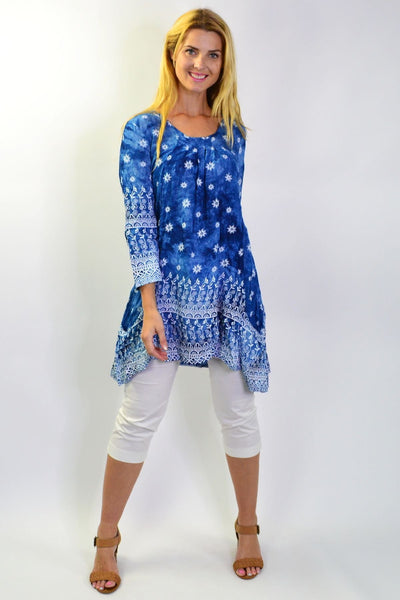 Blue Pleated Midnight Star Tunic Top - I Love Tunics
