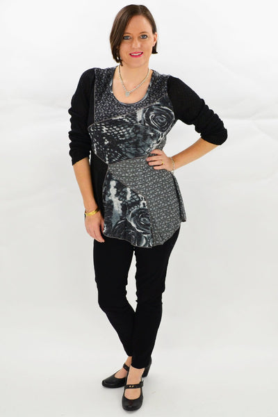Black Grey Rose Tunic Top | I Love Tunics | Tunic Tops | Tunic | Tunic Dresses  | womens clothing online