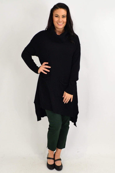 Black Rita Roll Neck Tunic Jumper - I Love Tunics