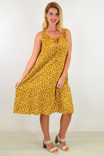 Mustard Long Dot Sleeveless Tunic Dress | I Love Tunics | Tunic Tops | Tunic | Tunic Dresses  | womens clothing online