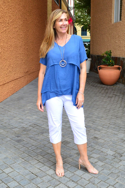 Wedgewood Blue Layered Tunic Blouse - I Love Tunics