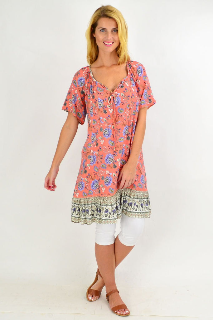 Pink Paisley Flowy Tunic Dress