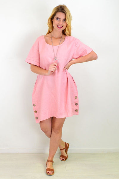 Dusty Pink Lovely Natural Linen Tunic Shift Dress | I Love Tunics | Tunic Tops | Tunic | Tunic Dresses  | womens clothing online