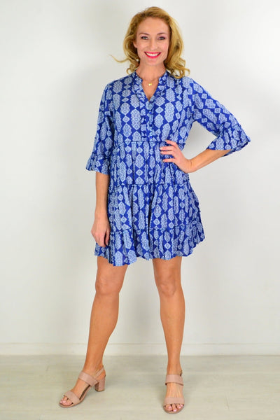 Pretty Fun in Blue Tiered Tunic Dress | I Love Tunics | Tunic Tops | Tunic | Tunic Dresses  | womens clothing online