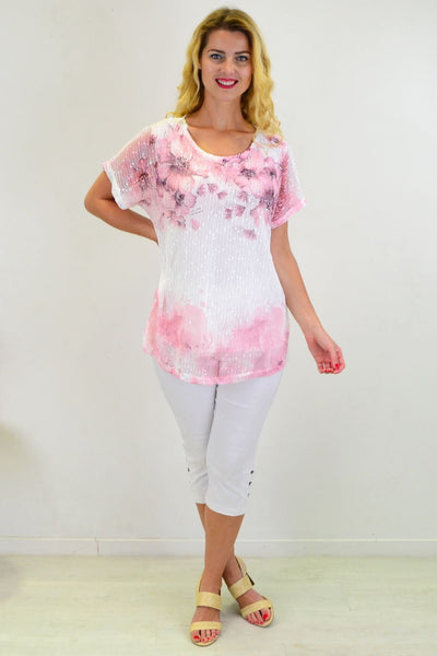 Pink Floral Net Tunic Top | I Love Tunics | Tunic Tops | Tunic | Tunic Dresses  | womens clothing online