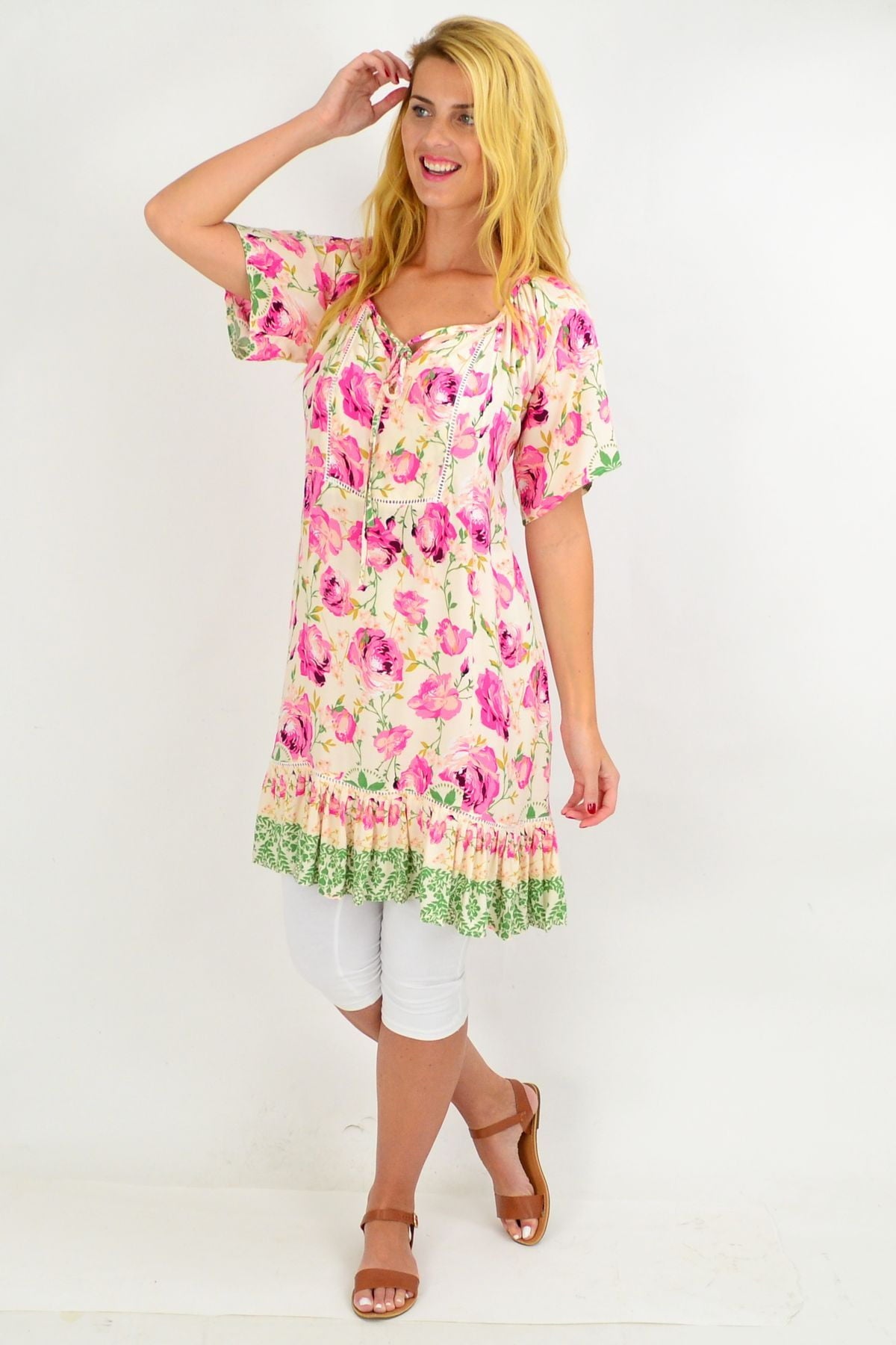 Pink Rose Flowy Tunic Dress Pink Rose Flowy Tunic Dress
