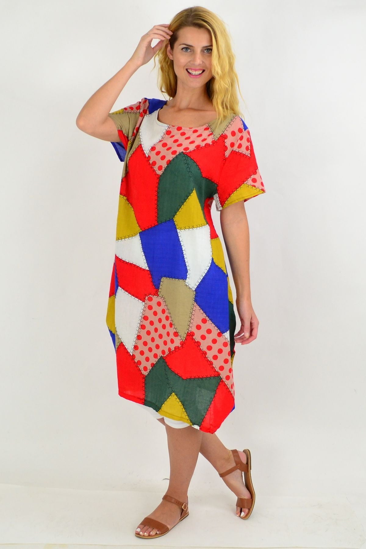 Colourful Patch Pattern Tunic Dress I Love Tunics