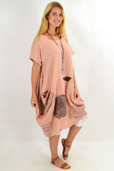 Blush Short Sleeve Timeless Linen Tunic Dress - I Love Tunics
