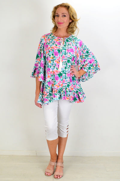 Flower frenzy Beach Relaxed Tunic Top | I Love Tunics | Tunic Tops | Tunic | Tunic Dresses  | womens clothing online