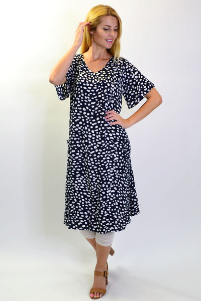 Navy Dots and Pockets Tunic Slip Dress - I Love Tunics
