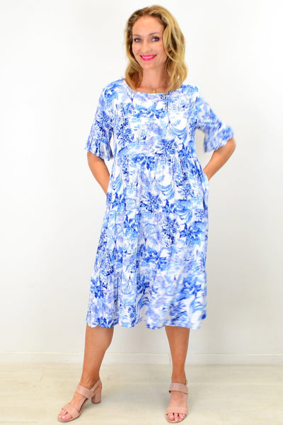 Churchill Blue Tropical Tiered Tunic Dress | I Love Tunics | Tunic Tops | Tunic | Tunic Dresses  | womens clothing online